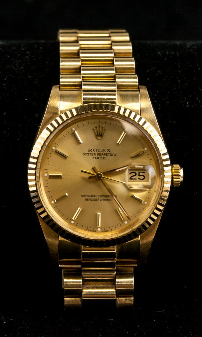 Rolex Oyster Perpetual Date 18K Gold Watch 15038 C